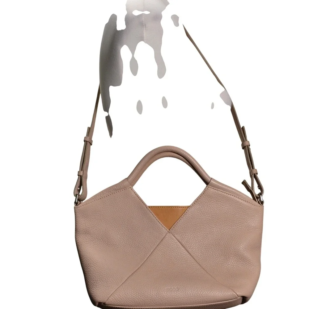 ECCO Genuine Leather‎ Shoulder Bag – Taupe Pebbled, Adjustable Strap